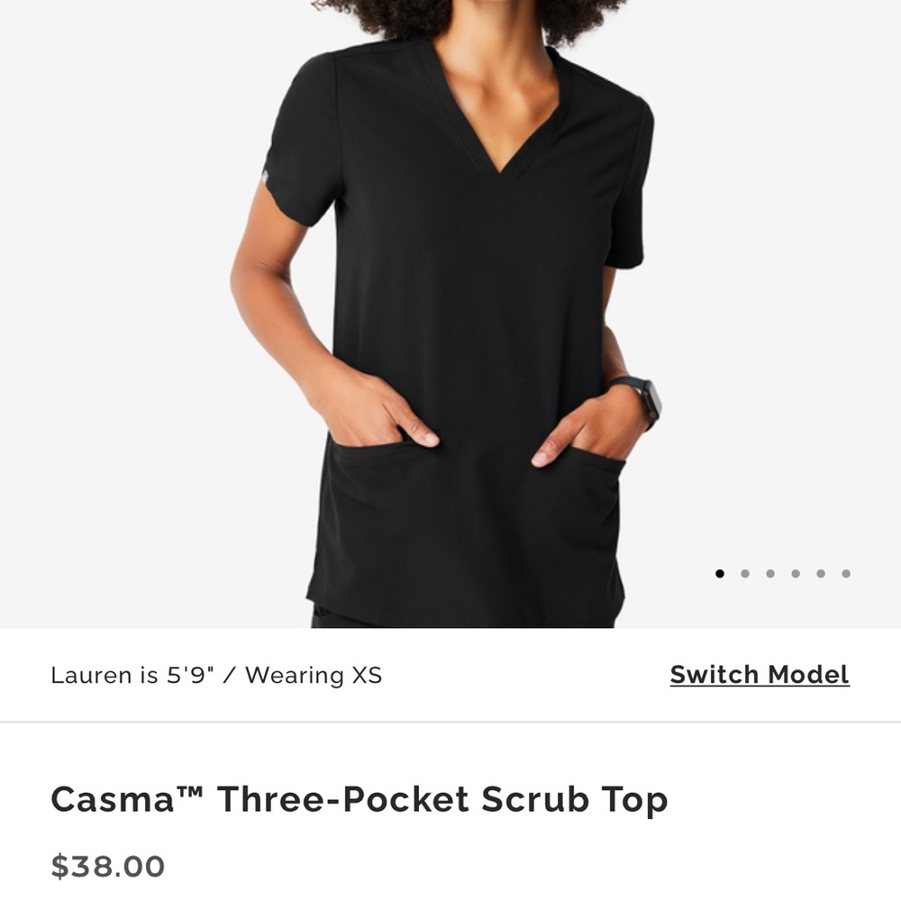 Figs Black Casma Scrub Top